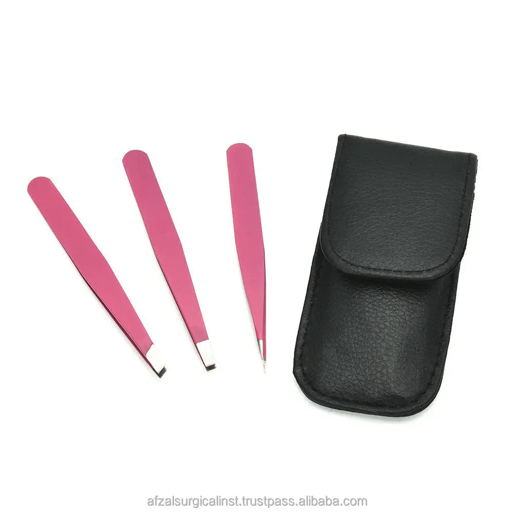 High Quality 1.5mm Thick Stainless Steel Eyebrow Tweezers Light Slanted Design with Pointed Tip