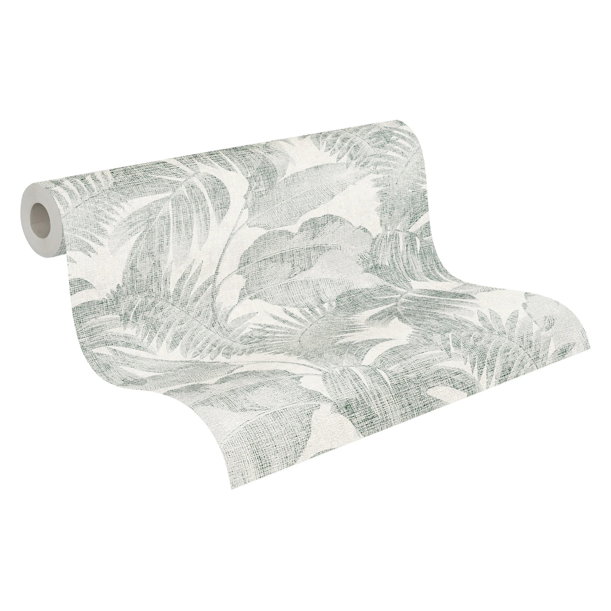 Made Germany Pre-Pasted Sound-Absorbing Botanical Design Wallpaper Rolls Jungle Green Grey White Non Woven Living Room Hotel
