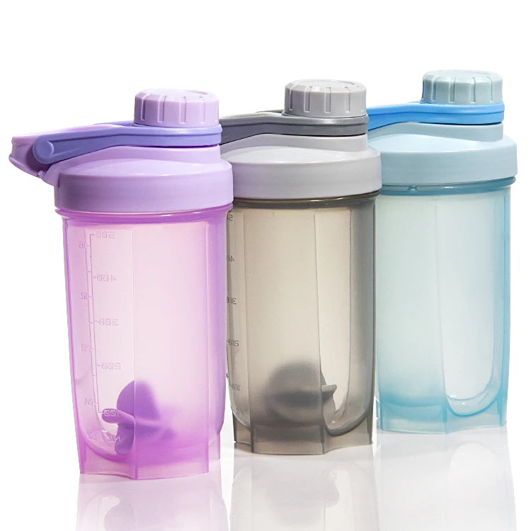 Custom Logo Shaker Cup 600ml Plastic Fitness Gym Water Bottle Protein Shaker Bottle With Mixing Ball