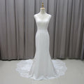 Jancember MZ0029 Elegant Lace Embroidery Satin Mermaid Wedding Long Tail Party Dresses