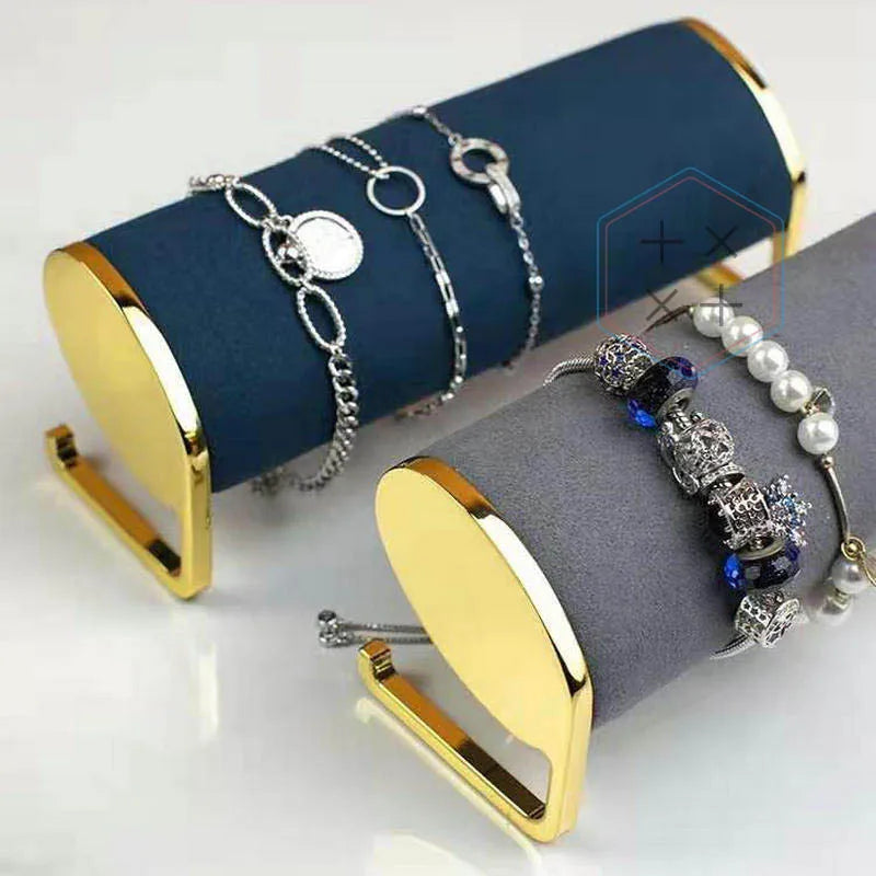 Leather for Luxury Watch Jewelry Display Bracelet Storage Holder with Metal Shelf for Retail Shops