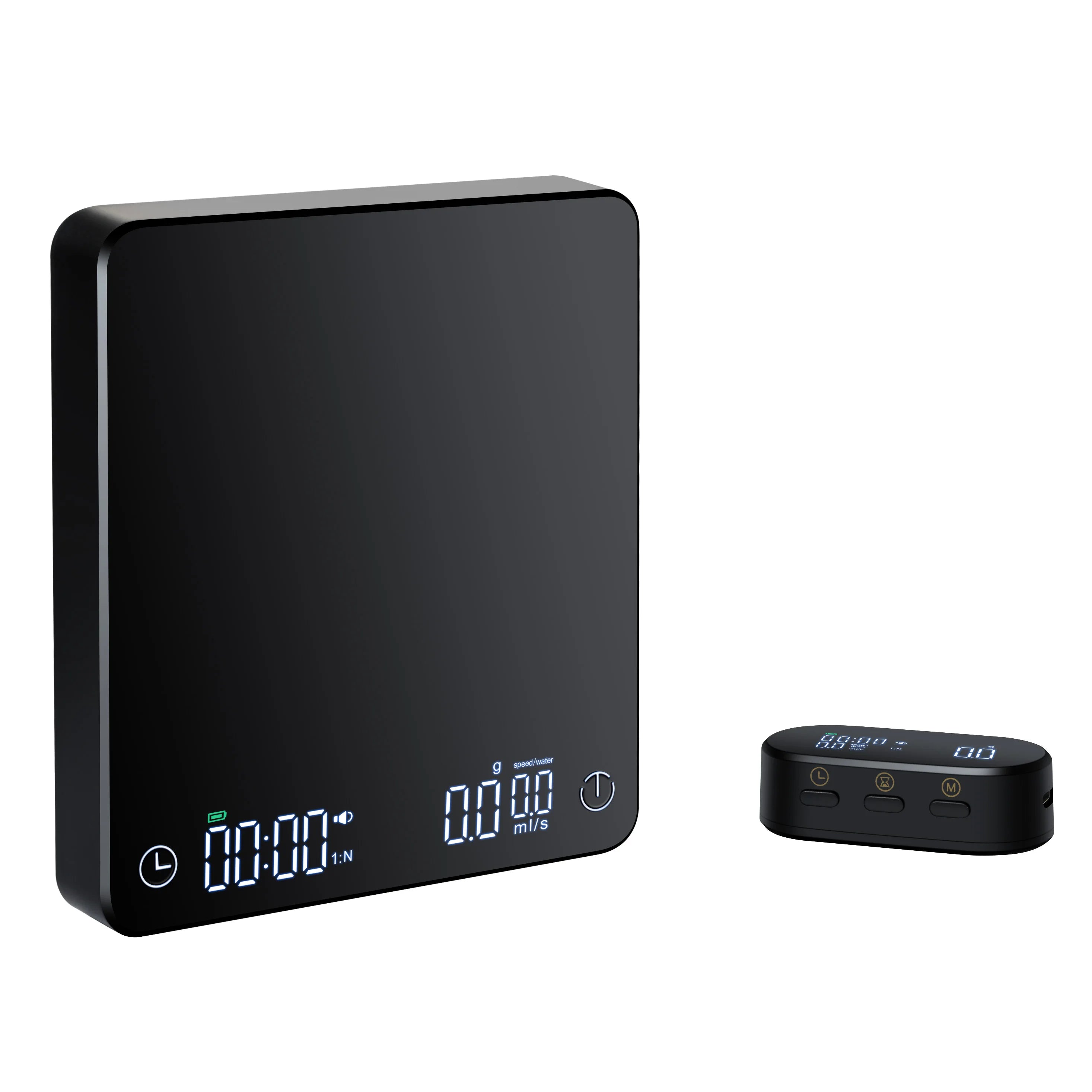 Electronic Smart ABS Battery Powered USB Rechargeable Portable Weighing Drip Coffee Scale Black Separate Weight Measuring