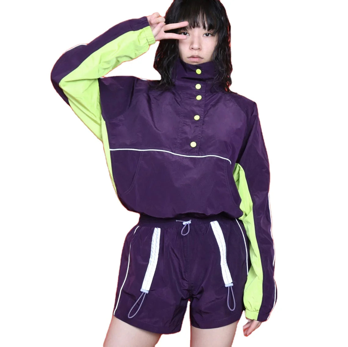 Womens Fashion Streetwear Colorblock Windbreaker Custom Made Windbreaker Jacket
