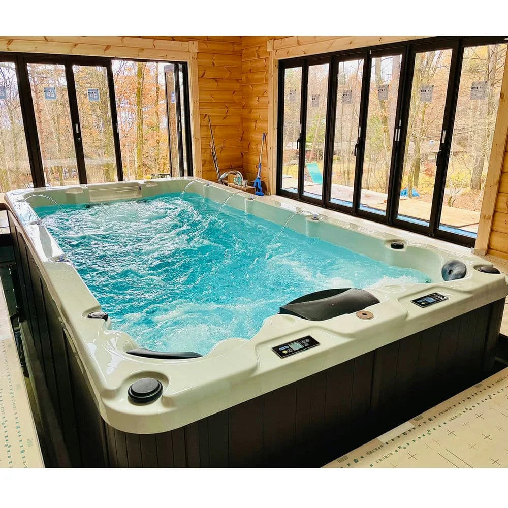 Factory Price Outdoor Acrylic Swimming Endless Pool 430mm whirlpool Swim Spa With 2 Massage Hot Tub Seats