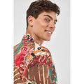 Soft Viscose Summer Formal Breathable Hawaiian Shirt Camel Men's with Eye-catching Floral Print