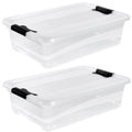 2x Storage Cube with Lid Plastic Transparent 28 l