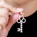 Luxury CZ Brass Gold Plated Key Pendant Necklace with Full Pave Cubic Zirconia Exquisite Statement Jewelry for Women Daily Gifts