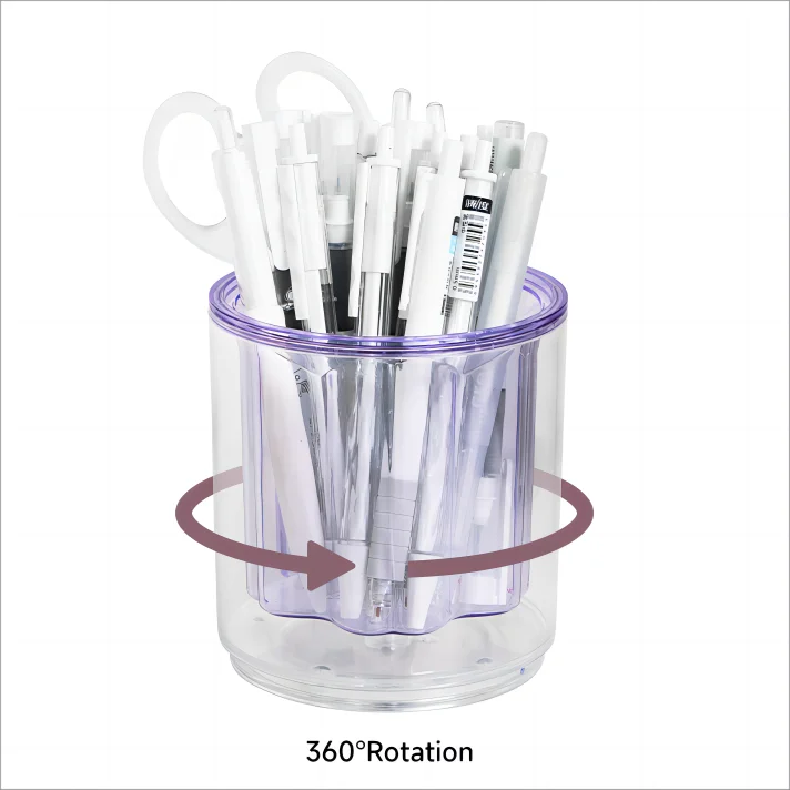 Hot Item Multifunctional Plastic PS Round 360 Degree Rotary Pen Holder Office Storage Case Brush Pencil Case Pen Stand