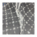 Oriental Beads Embroidery Fabric 100gsm Lace Mesh Embroidery Four-Leaf Clover Pearl Sequin Embroidery Tulle Fabric