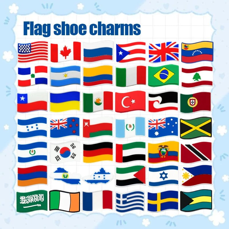 Customized Wholesale 2D Pvc Diy Clog Sandal Accessories Australia Philippine Shoes Decorations National Flag Shoe Charms