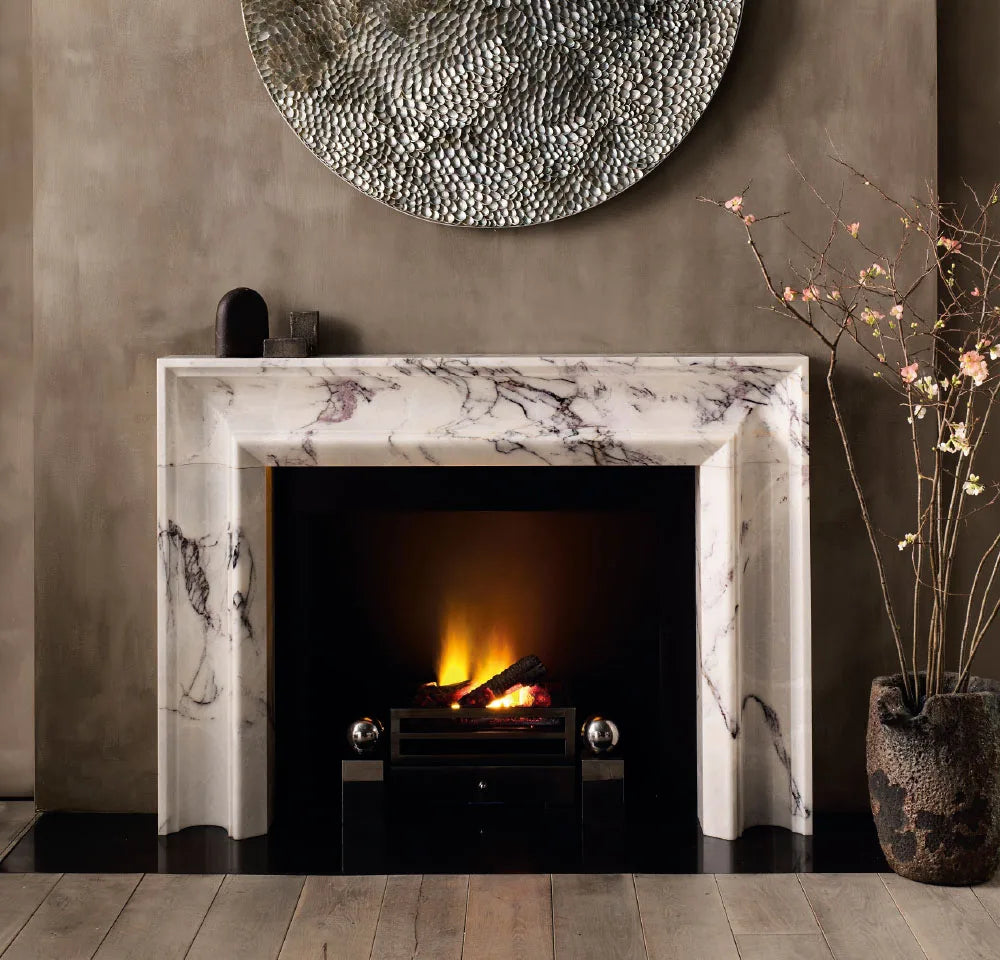 Hand-Carved Indoor European French Design Style Marble Fireplace Mantel Freestanding Stone Fireplace Surround  for Home Decor