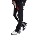 Custom Logo Chenille Embroidery Stacked Gusset Sweatpants 100% Cotton Men's Trouser with Contrast Panel New Heavyweight Design