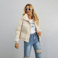 Customizable Winter Cropped Jacket for Women Manufacture Knitted Puffer Breathable Feature Decorated Pearls Stripes Camouflage
