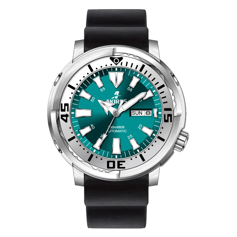 Custom Logo Stainless Blue Automatic Watch for Men Multi-Function OEM Mechanical Full Seethrough Ceramic Rubber Band