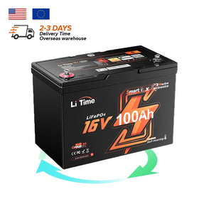 Tariff Free EU USA STOCK LiTime LiTime 16V 100Ah Fish Finder Lithium Battery with Bluetooth Self-heating