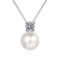 Fine Jewelry Freshwater Pearl Pendant Chain 925 Sterling Silver 03CT Moissanite Pearl Necklace for Women