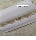 Custom Made 100% Cotton Ribbon Pearls Mirror Fixed Machine Embroidered Laces Scalaping Design Organza Floral Pattern Washable