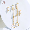 Wholesale Cross Gold Jewelry 18k Real Gold Double Long Chain  Earrings Oro 18k Original Saudi Gold Jewelry Pawnable 18k