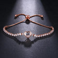 Fashion Elegant Adjustable Gold Plated Claw Setting Zircon Copper Alloy Women Tennis Jewelry Heart Hand Bracelet for Women MegaBDM