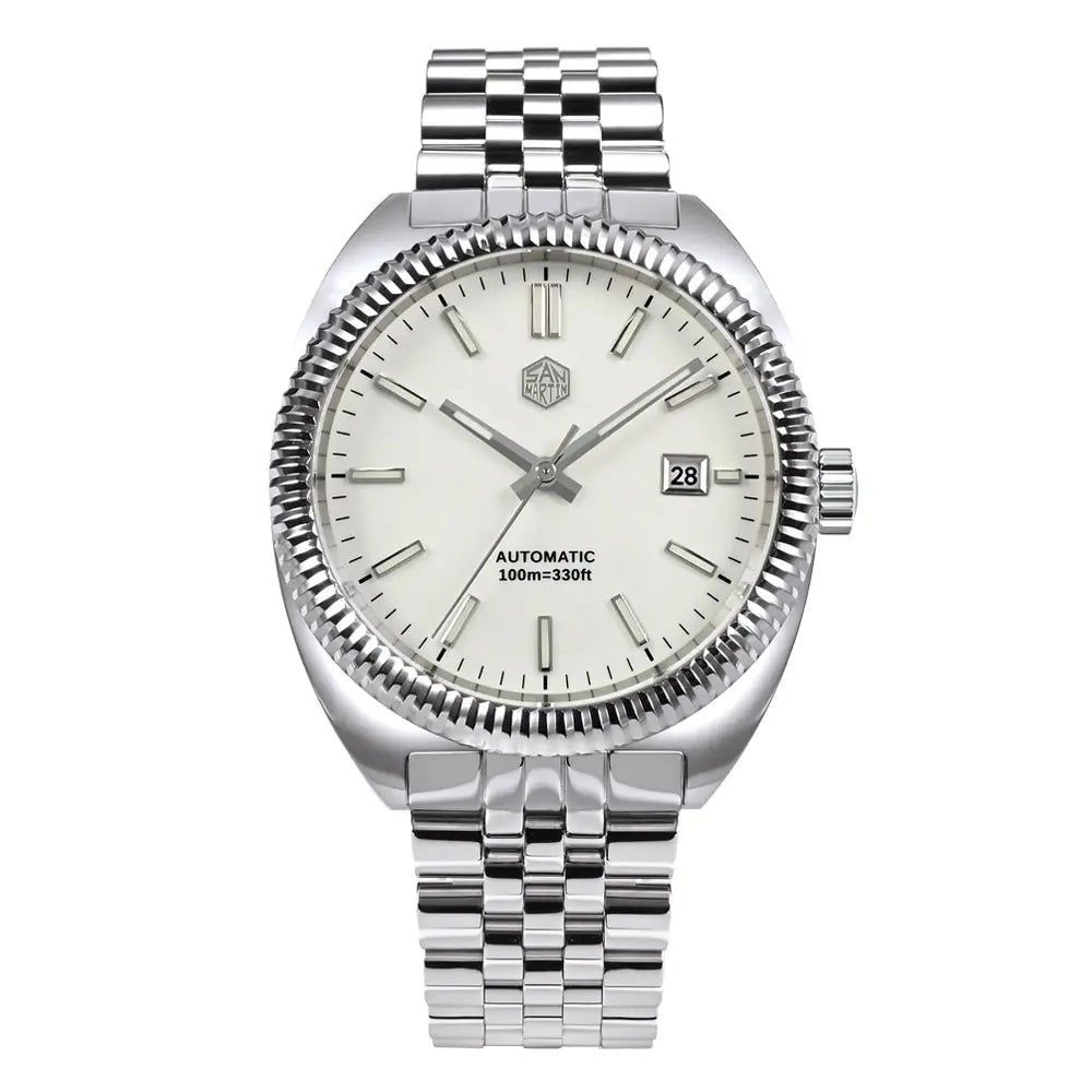 San martin Free Shipment Luxury Sapphire 10atm 40mm Classic Vintage Mechanical Automatic Dress Stainless Steel Watch for Sale