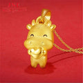 Vietnam Gold Love Calf Necklace Female Imitation Gold 3D Hard Gold Birth Year Five Blessing Cattle Zodiac Clavicle Chain