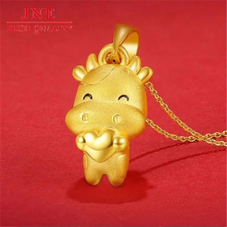 Vietnam Gold Love Calf Necklace Female Imitation Gold 3D Hard Gold Birth Year Five Blessing Cattle Zodiac Clavicle Chain