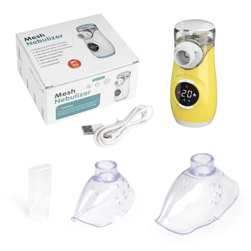 For High Repurchase Rechargeable Portable Ultrasonic Mesh Atomizer Digital Display Low Noise <50dB Nebulizer for Household