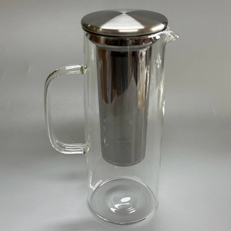 High Borosilicate Glass Cold Brew Coffee Maker Removable Stainless Steel Infuser Filter Iced Tea Maker Heat-Resistant