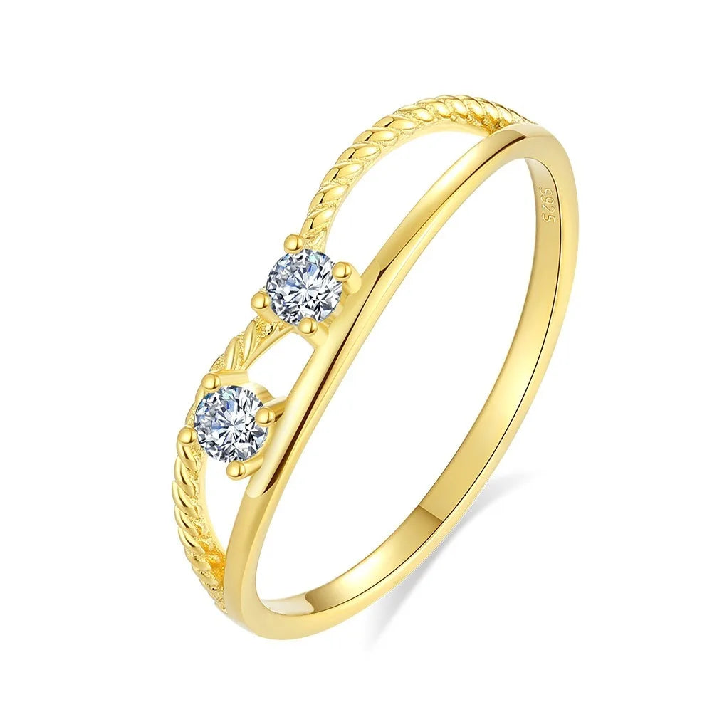Latest Collection 925 Sterling Silver Jewelry Custom Zircon 18k Glod Ins Style Braided Crown Mossanite Wedding Rings for Women