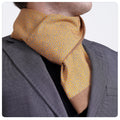 Exve Exclusive AE3495 Mustard Yellow Wool Double-Sided Scarf with Blue and White Daisy Print Traditional Shawl From Turkey