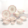 Modern Popular Pink Ceramic Dinnerware Set Flower Design Porcelain Plate Bowl