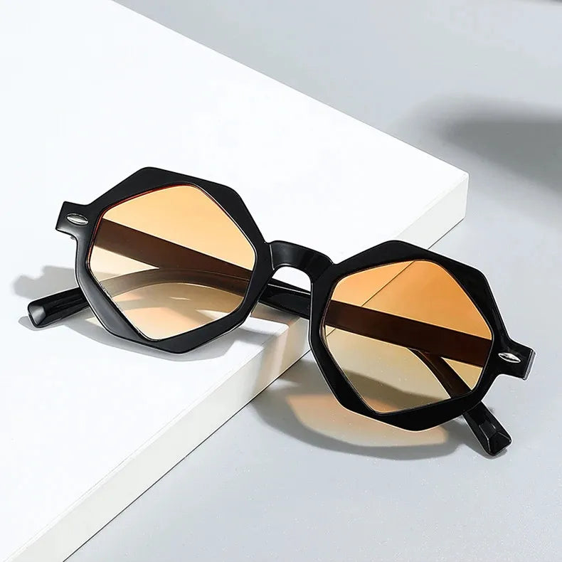Logo Custom 2025 Vintage Men Women Small Frame Rivets Sun Glasses UV400 Jelly Color Polygon Sunglasses