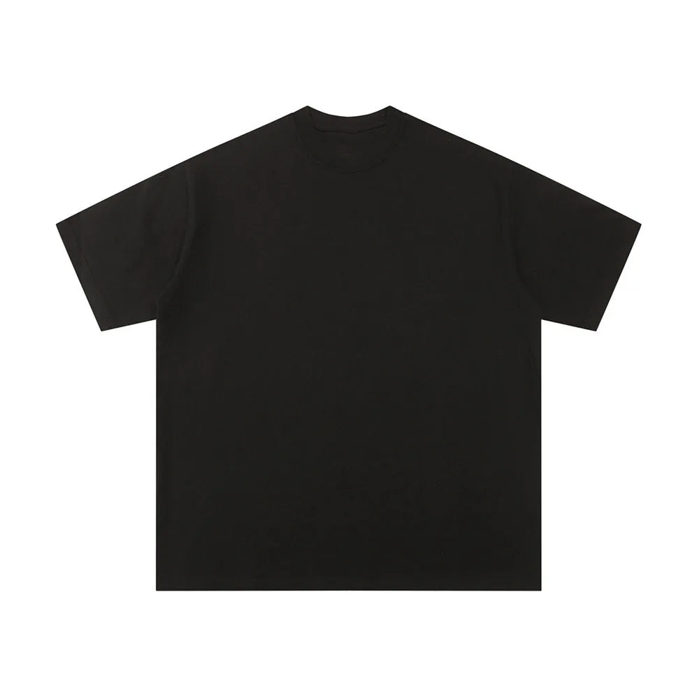 OEM custom logo embroidery printed design Pure cotton short-sleeved men's and women's double yarn heavy solid T-shirts