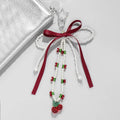 Wholesale New 19 Types Sweet Cool Delicate Fashion Imitation Pearl Leopard Print Mesh Bow Cherry Pendant Keychain Bag Pendant