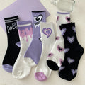 Purple Love Versatile Women Socks Cartoon Custom Breathable Cute Women Socks Set Sports Cotton Socks