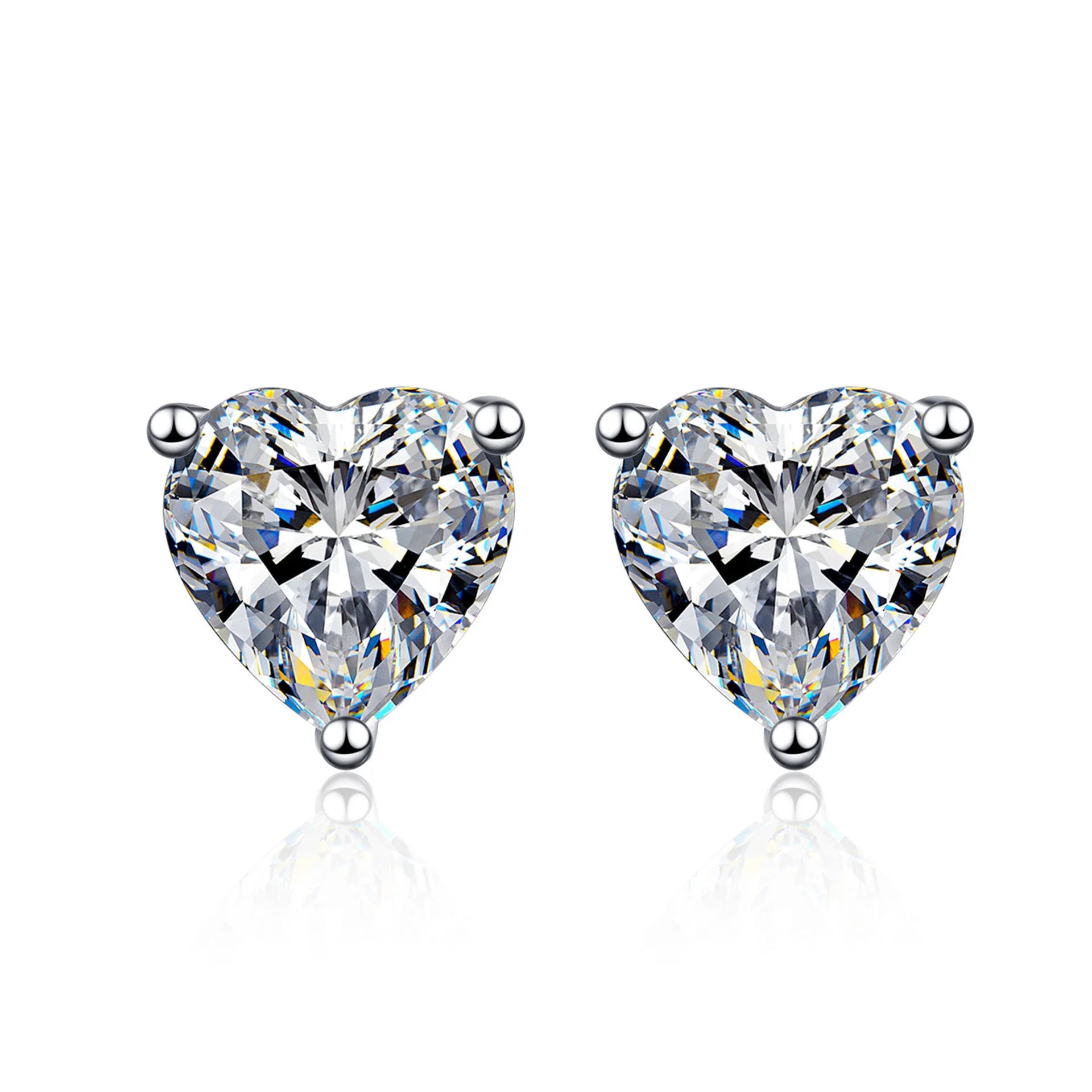 Luxury Jewelry 2CT 4CT Moissanite Diamonds S925 Sterling Sliver LoveHeart Earrings for Women Simple Design Moissanite Jewelry