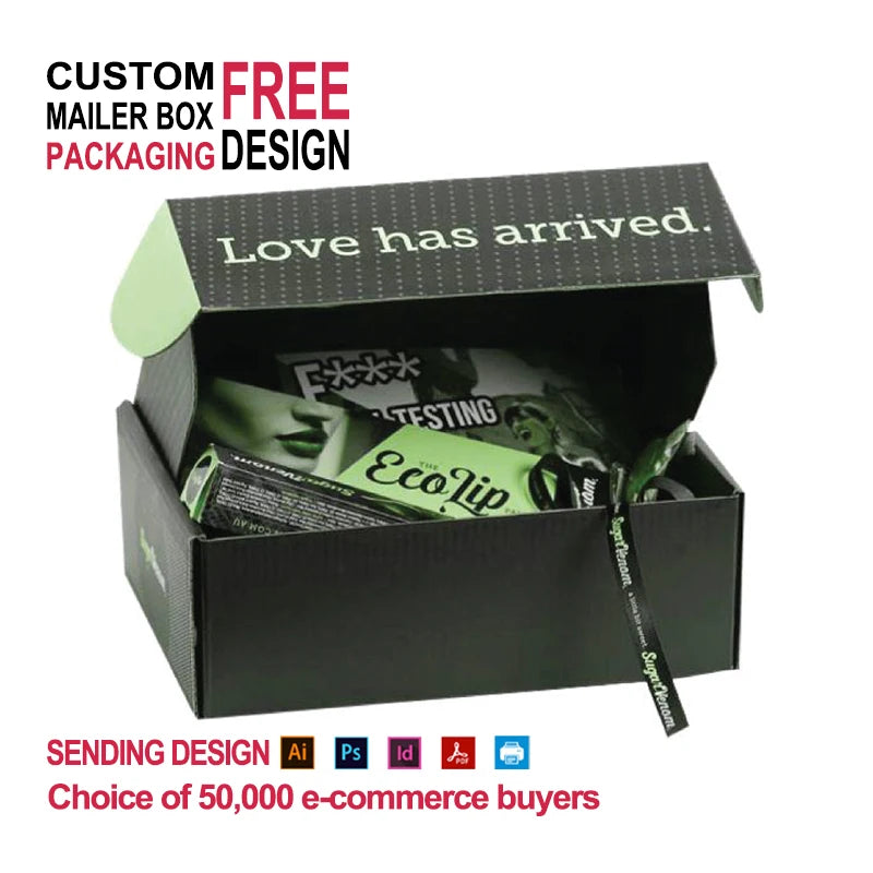 Custom Black Logo Corrugated Cardboard Mailer Box Packaging Custom Lighter Boxes