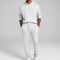 Custom Logo Printed Basic Jogger Flare Sweatpants Cropped Hoodie Men Solid Color Two Piece Breathable Knitted Tracksuit Set