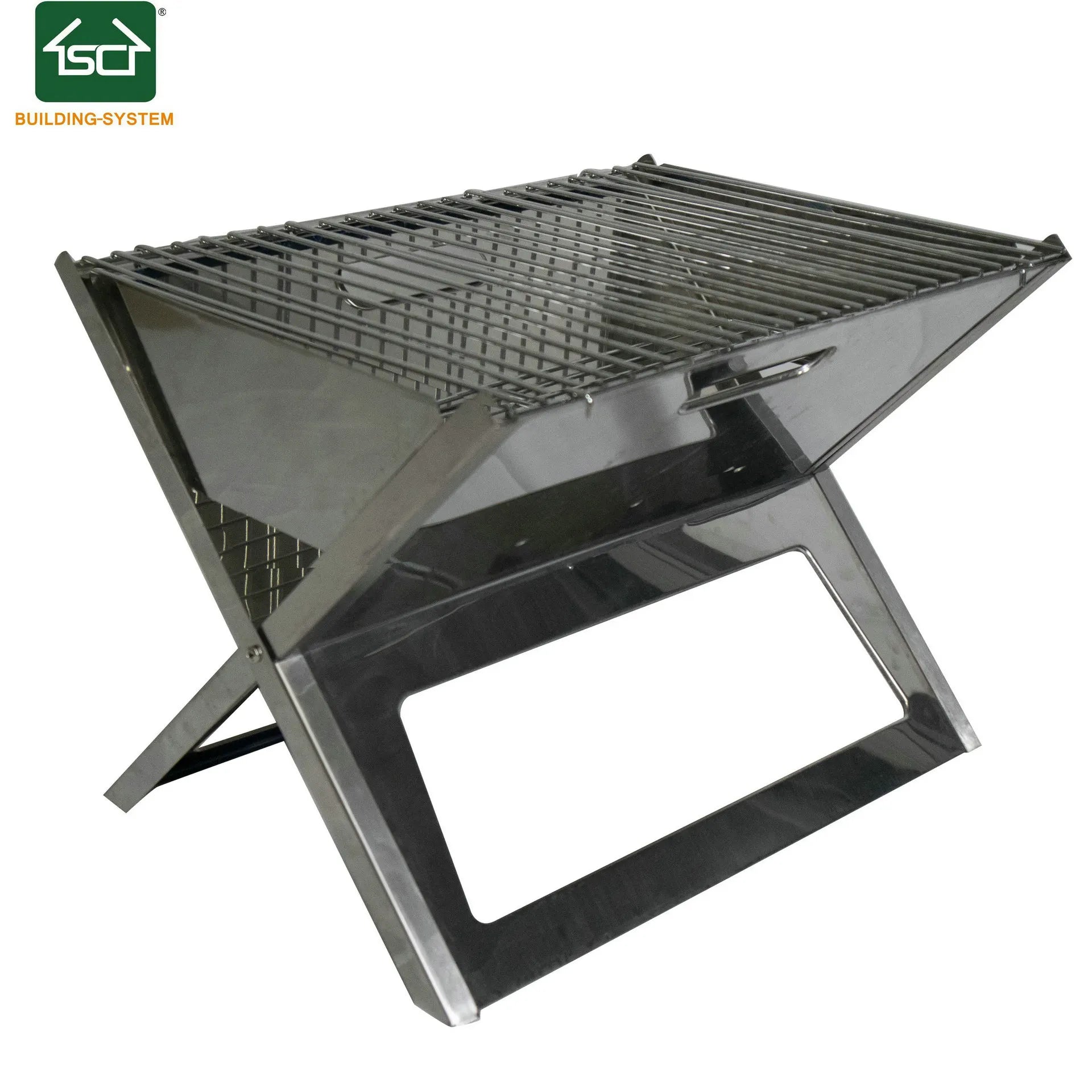 Stainless Steel Powder Coated Foldable X-shape Charcoal Grill for Camping Activities