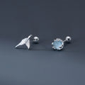 Low MOQ Wholesale fish tail jewelry sterling silver earring with blue zircon ocean