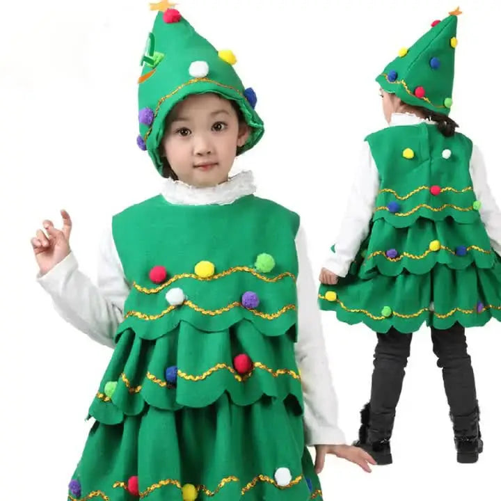 Hot-selling Christmas Tree Children's Costumes and Christmas Children's Cosplay Performance Costumes