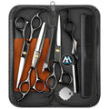 Professional Barber Hair Cutting Scissor Set  Stainless Steel 6 PCS Kit with Comb Cleaning Cloth & Case