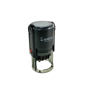 Self-Inking Date Stamp with Time 40mm Round Plastic Office Use Multi-Color Ink & Custom Logo WES Brand DT-40-T24 Model