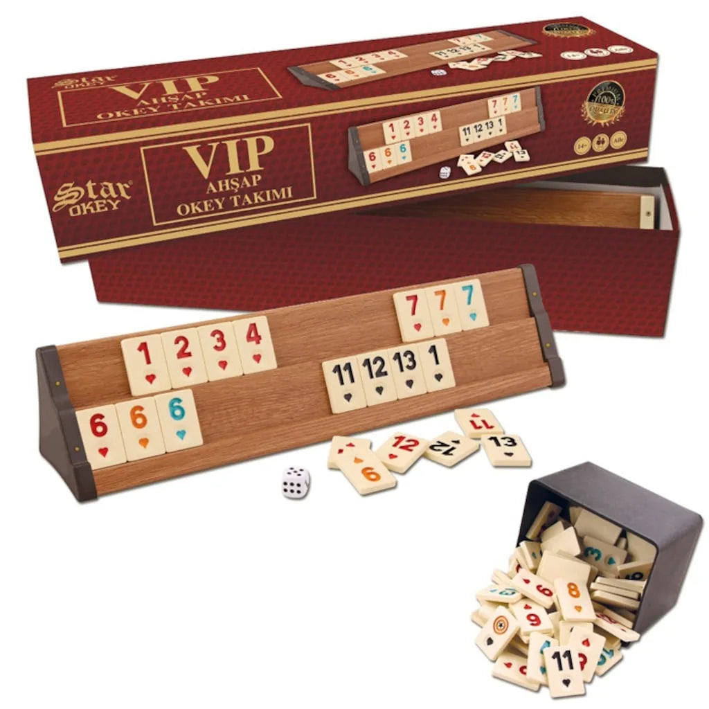 Star VIP Plastic Okey Rummy Table Game Tile Set for 4 Adults Durable