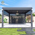 Commercial Adjustable Snow Proof Aluminum Motorized Pergola System with LED Lighting Customizable Sizes Luxury Outdoor Structure