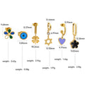 Customized Geometric Jewelry Cute Enamel Cartoon Hoop Earring Crystal Inlay Heart Rust - Free Stainless Steel Drop Earring Set