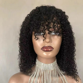 2024 Hot Selling Machine Made Wig 8 10 12 14 16 Inch Jerry Curly Human Hair Wig