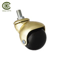 50mm Gold Plated M10 Threaded Stem Swivel Ball Furniture Casters PP Wheel for Bronze Storage Kitchen Cart