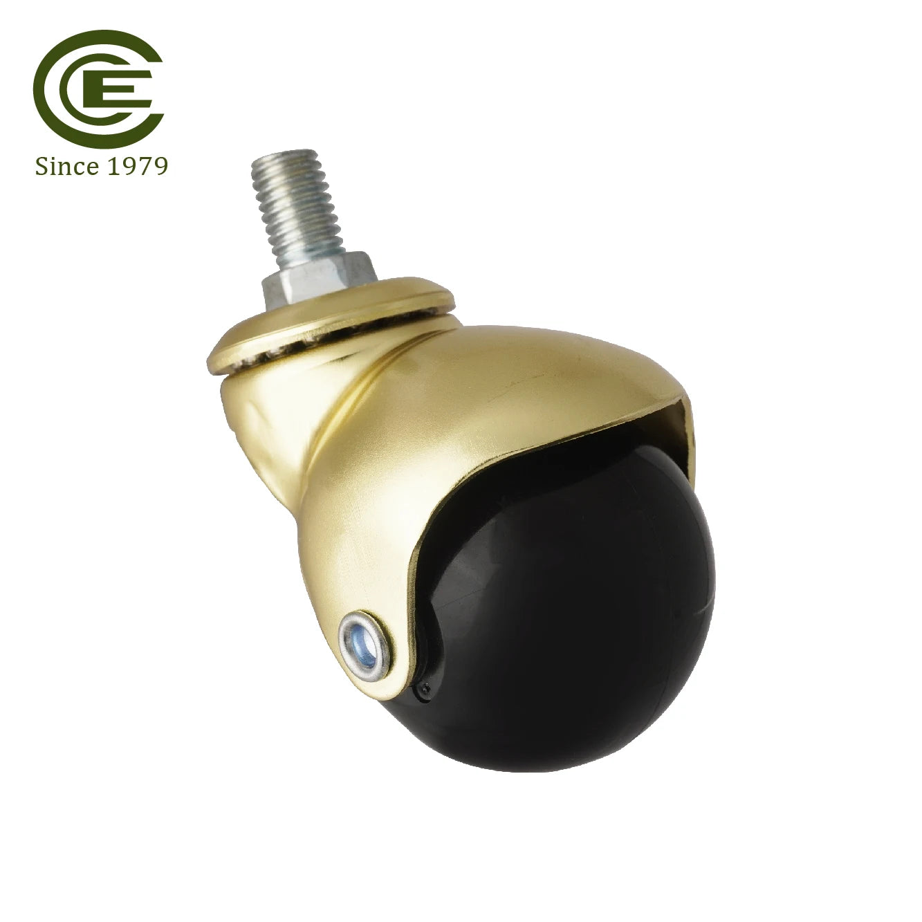 50mm Gold Plated M10 Threaded Stem Swivel Ball Furniture Casters PP Wheel for Bronze Storage Kitchen Cart