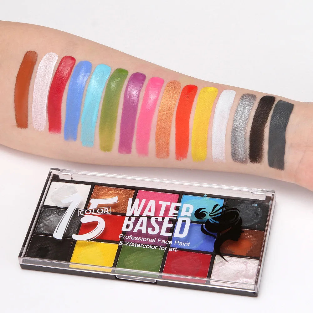 Professional 15 Color Water Activated Body Face Paint Kit SFX Makeup Palette for Kids Adults Safe Non Toxic MegaBDM